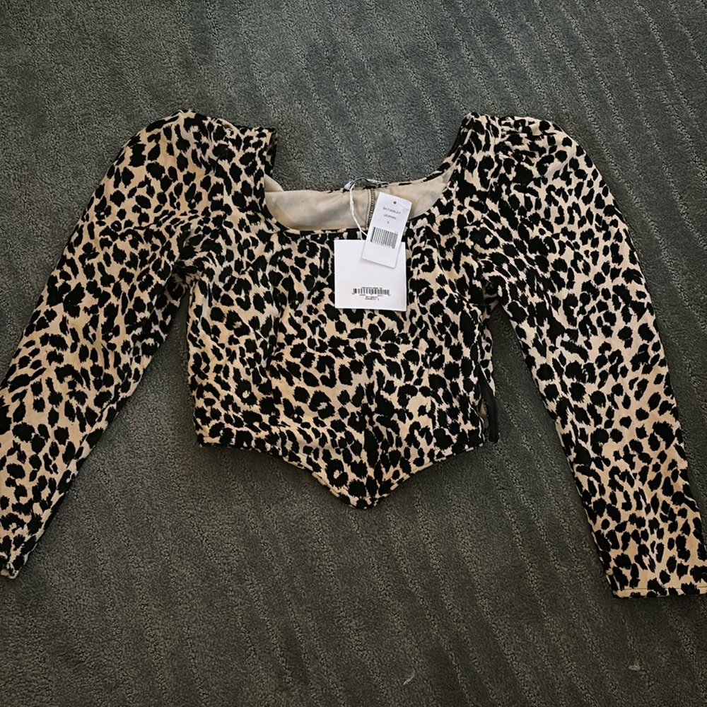Leopard print long sleeve dirndl top